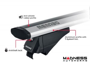 FIAT 500X Roof Rack Cross Bars - for models w/ factory roof rails - Silver (2016-2023)